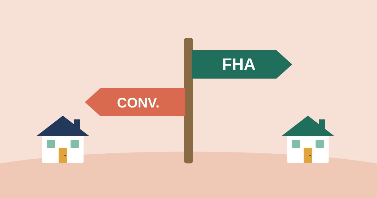 Illustration: a signpost pointing to FHA and conventional