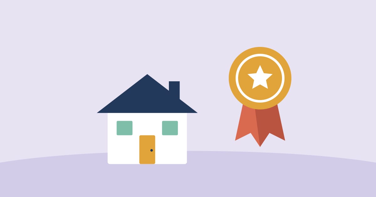 Illustration: a house next to an award ribbon
