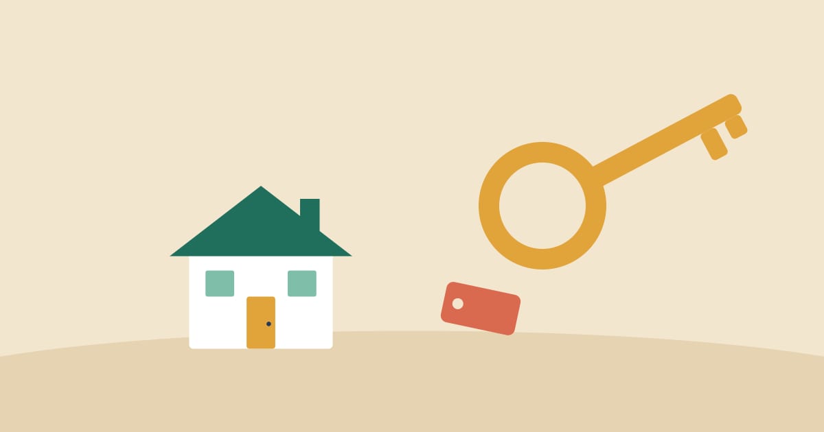 Illustration: a house key next to a small house