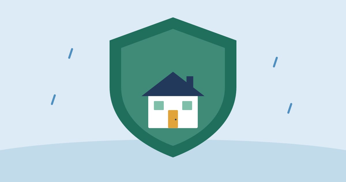Illustration: a house protected by a shield
